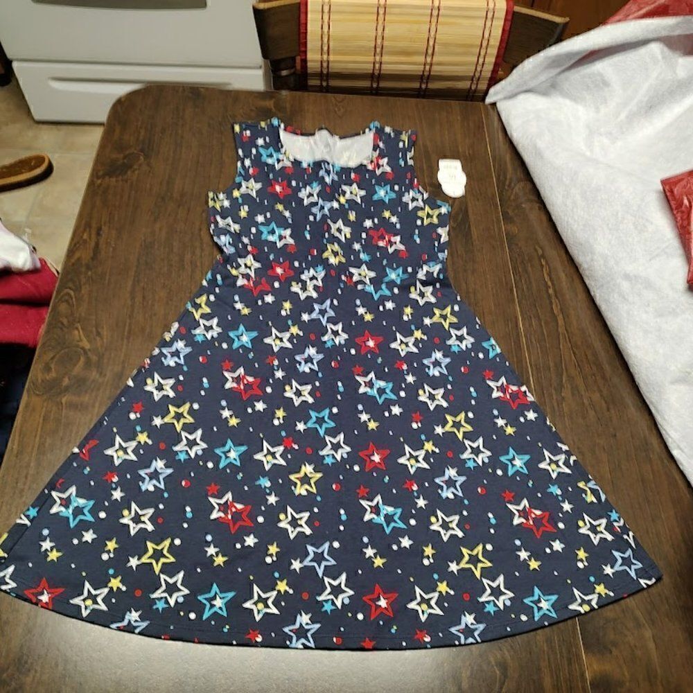 New Wonder Nation Navy Blue With Stars Tank Dress Size Girl's 10/12